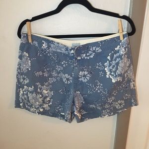 Blue and white floral sport shorts